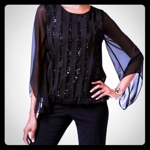 Alfani sequin panel Bubble-Hem top XL size